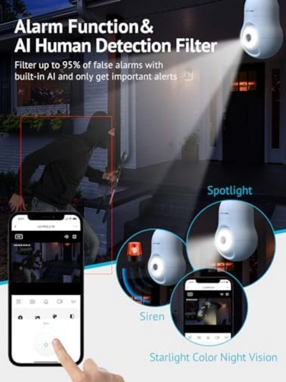 2 Pack 4MP Wireless Security Cameras, 360° Full Color, Motion Detection, Easy - Picture 6 of 6